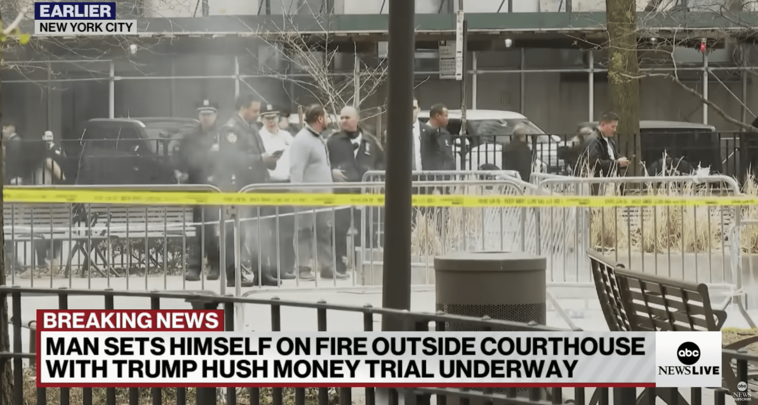 Man sets himself on fire outside New York